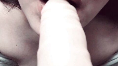 Cute Half Asian Girl Practices Teasing With Dildo
