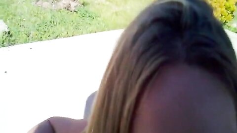 Blonde Milf Blowing Her Mans Cock In The Backyard