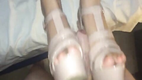 Girl Gives Her Man A Footjob In Her Best High Heels