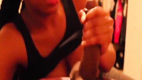 Horny Ebony Gives The Hottest Blowjob And Handjob Ever