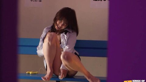 Japanese Babe Plays With Her Bush And Get Fucked With A Big Toy By A Ma