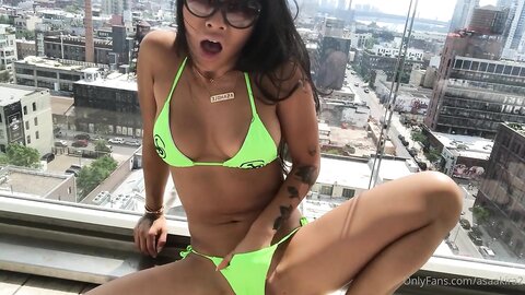 Asa Akira Blows A Friend On Balcony