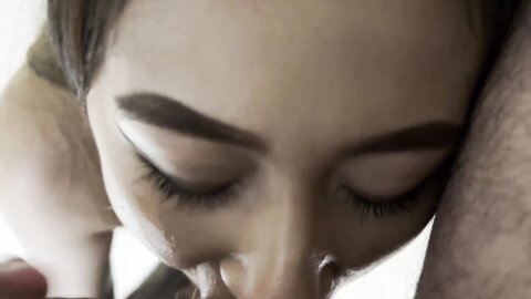 Asian Girl Sucks Great And Gets Rewards Cum In Mouth And On Face