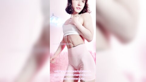 Cute And Petite Asian Muscle Girl Flexes And Flashes Her Tits And Pussy