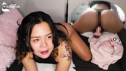 Cute Tiny Horny Asian Girl In Pigtails Sexy Talks While Riding A Big Di