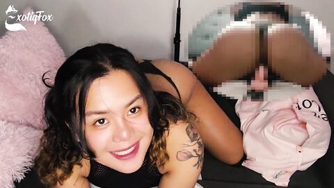 Cute Tiny Horny Asian Girl In Pigtails Sexy Talks While Riding A Big Di