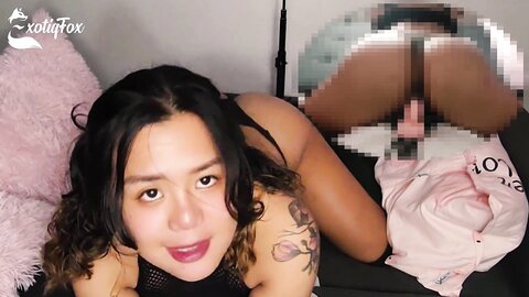Cute Tiny Horny Asian Girl In Pigtails Sexy Talks While Riding A Big Di