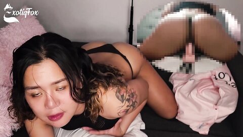 Cute Tiny Horny Asian Girl In Pigtails Sexy Talks While Riding A Big Di