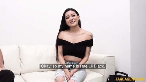 Rae Lil Black Asian Babe Fucked On The Couch