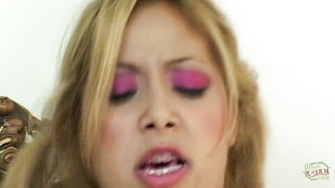 Asian Blonde Is Delighted By The Huge Cock In Her Tight Ass Hole