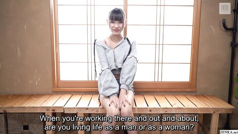 Skinny Japanese Newhalf Interview And Handjob Foreplay