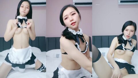 漂亮黑丝美眉 好深好喜欢宝贝操我 要高潮了 穿着女仆装被眼镜小哥无套输出 上位骑乘猛力打桩 内射