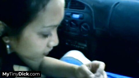 A Slutty Asian Girl Is Giving His Tiny Dick A Blowjob In The Car