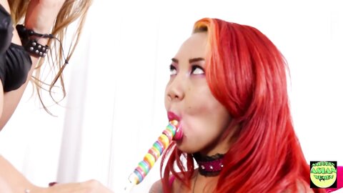Two Skinny Lesbian Smoking Hot Babes Licking Sucking And Putting A Lollipop Into Holes