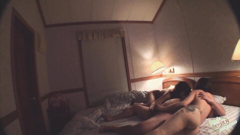 Brunette Asian Girl Is Fed Loads Of Cum By A Chubby Guy In A Threesome