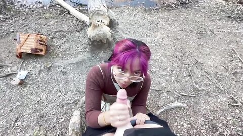 Risky Pov Blowjob On Public Trail With Facial