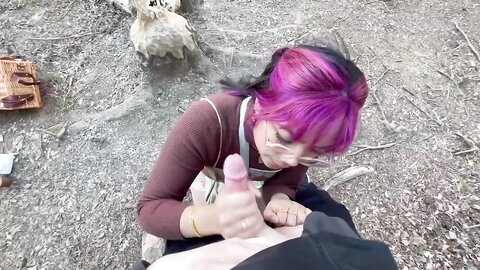 Risky Pov Blowjob On Public Trail With Facial