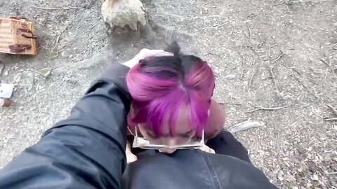 Risky Pov Blowjob On Public Trail With Facial