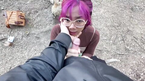 Risky Pov Blowjob On Public Trail With Facial