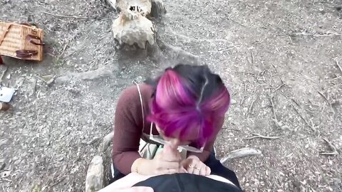 Risky Pov Blowjob On Public Trail With Facial