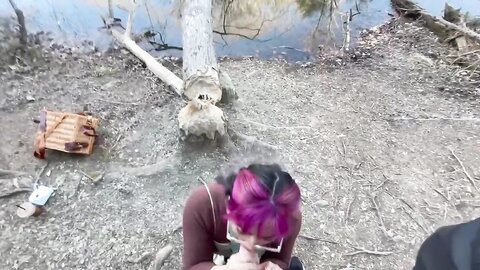Risky Pov Blowjob On Public Trail With Facial