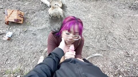 Risky Pov Blowjob On Public Trail With Facial