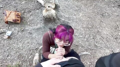 Risky Pov Blowjob On Public Trail With Facial