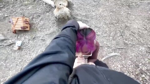 Risky Pov Blowjob On Public Trail With Facial