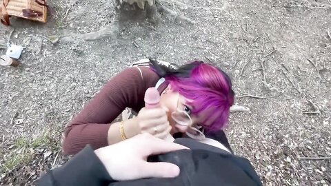 Risky Pov Blowjob On Public Trail With Facial
