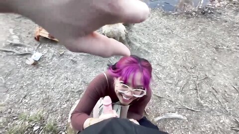 Risky Pov Blowjob On Public Trail With Facial