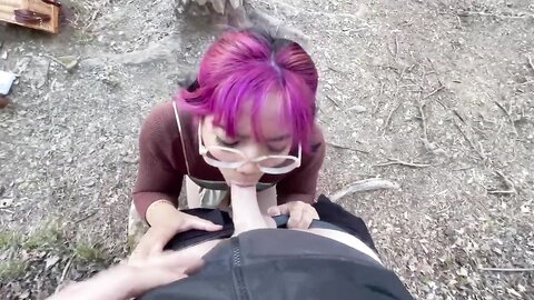 Risky Pov Blowjob On Public Trail With Facial