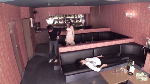 Pervy Asian Babe Sucks Off Her Man In The Restaurant Before Another Stranger Creampies Her