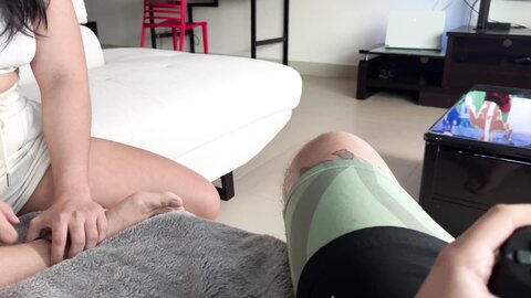 Annoying Step Sis Begs For My Cock While Playing Videogame