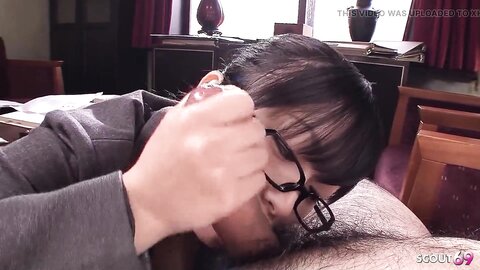 Japanese Teen Secretary With Glasses Seduce To Suck Fat Cock Of Old Ugly Guy In Uncensored Jav