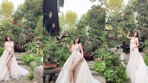 ⚫️【女模极致诱惑】，高颜秀人网女神【小蛮妖】最新12月新作，性感婚纱外拍，钻石内裤勒逼掰逼，模拟口交