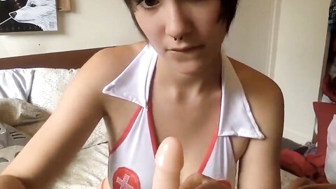 Asian Emo Teen Dildo Play In Nurse Cosplay
