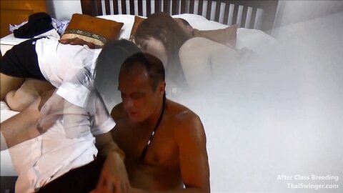 After Class Thai Girls Bareback Breeding Threesome
