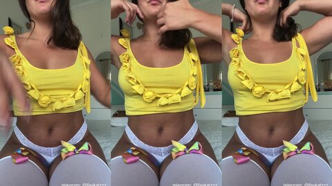 Horny Wife Loving Her Boobs in a Sexy Yellow Outfit