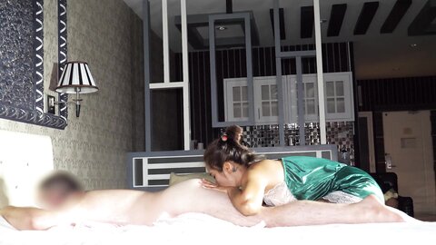 Green Satin PJs Oral Passion Creampie Massage