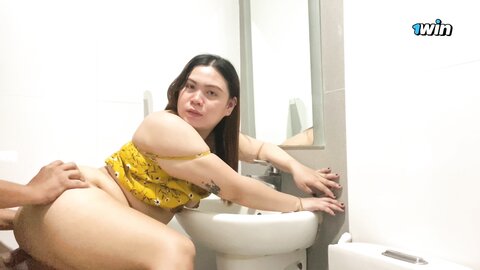 Seduced My Roommate Til He Fucks Me In The Bathroom Then He Cums In Mou