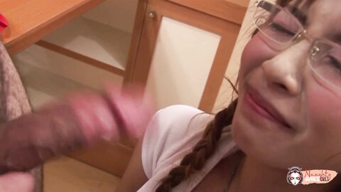 Nerdy Asian Brunette Gets Fingered And Deepthroats Cock In Her Room