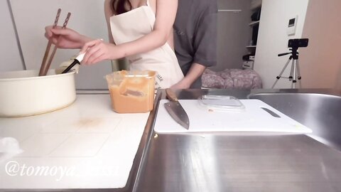 A Beautiful College Girl ♥ Cooking In The Kitchen