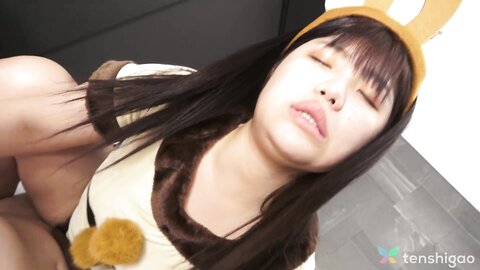 Japanese Chubby Brunette Madoka Watanabe In Bunny Costume Is Pleasing H