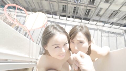 Yiming Curiosity依鸣 2 Asian Girls Threesome On Paris Balcony Double B