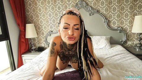 Tattooed Porn Model Blows Bubbles And Hard Cock