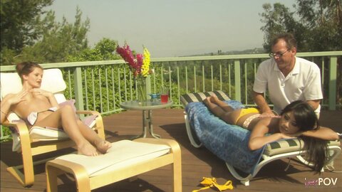Sunbathing Is The Cause Why These Two Aroused Lesbians Are Fucking On Sunbeds