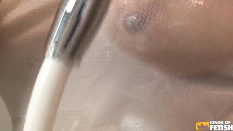 Horny Japanese Babe Takes A Shower And Plays With Her Bush