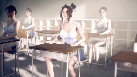 Futanari Asian Girl Masturbating In Classroom In Public