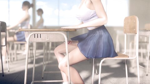 Futanari Asian Girl Masturbating In Classroom In Public
