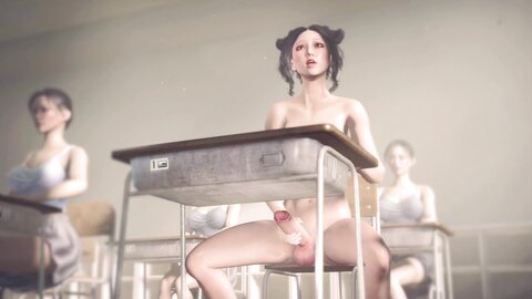 Futanari Asian Girl Masturbating In Classroom In Public